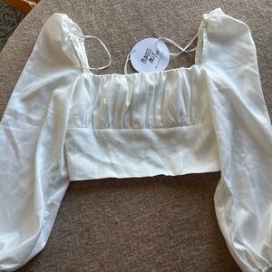 Ladies long sleeve White crop- top top